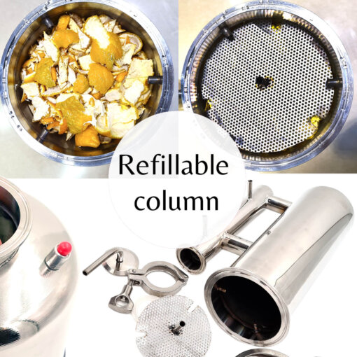 Refillable column to maximise the yield from steam distillation